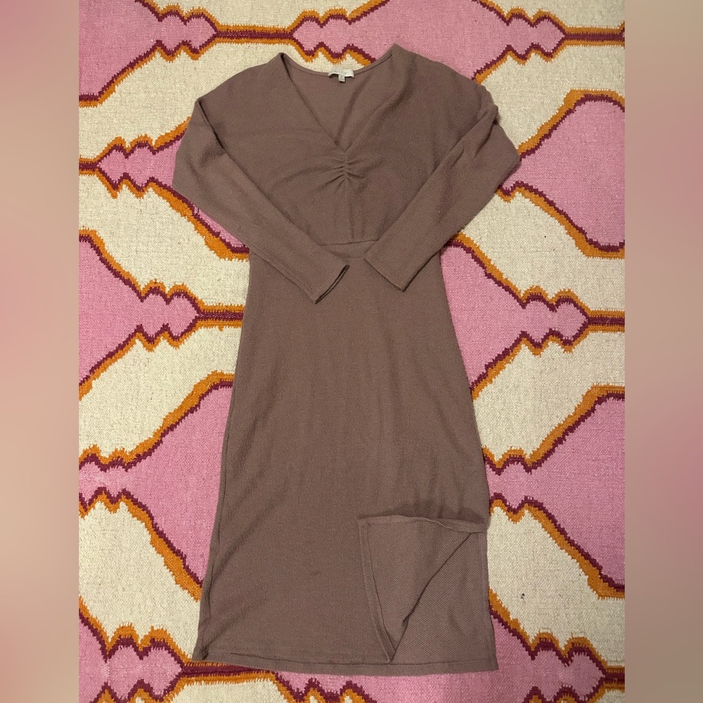Anthropologie Taupe Knit Long Sleeve Midi Dress
